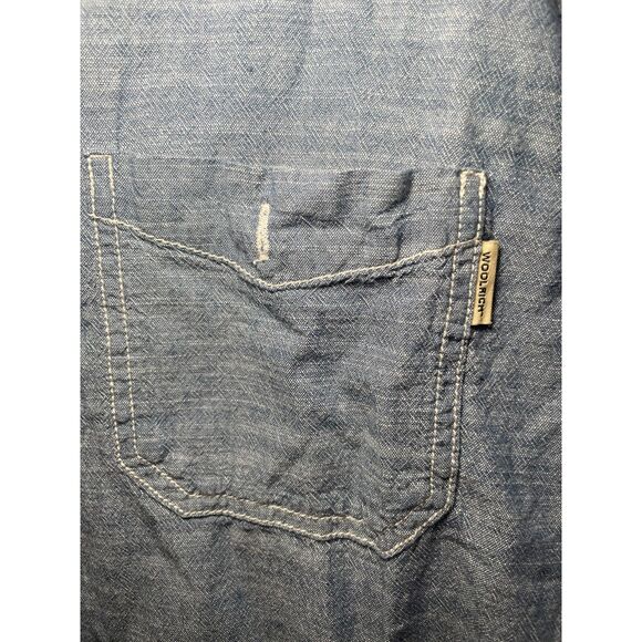Mens Woolrich Blue Chambray Short‎ Sleeve Collared Button Front Shirt Size XXL - Picture 2 of 4